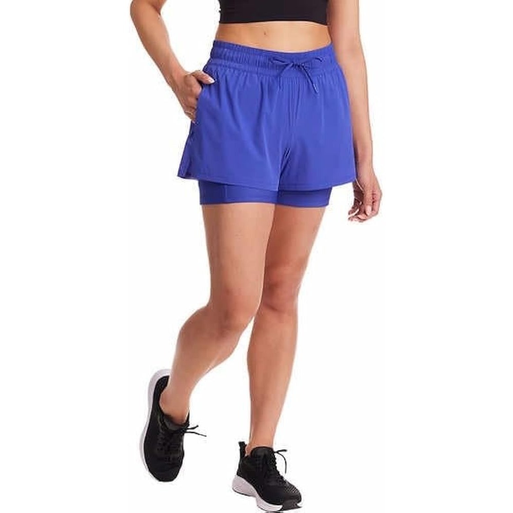 Spyder Active Athletic Running Shorts‎ Women's Size L Blue Silky Soft Feel EUC